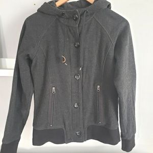 MEC Boiled Wool Hoodie Sweater Jacket Dark Grey Size Small